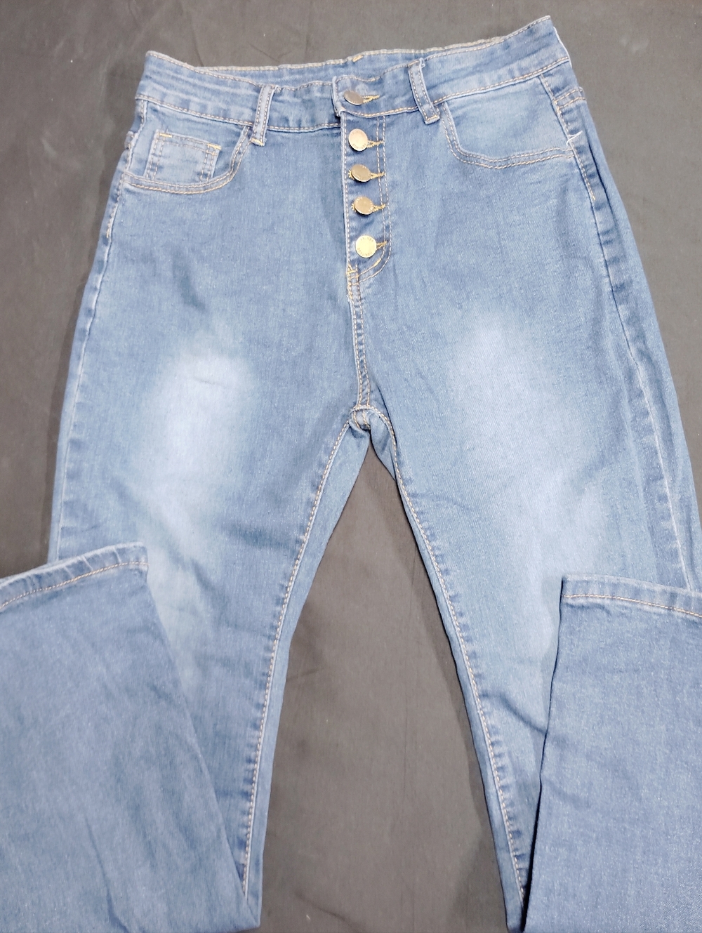 Light Blue High-Waist Women's Jeans with Button Fly